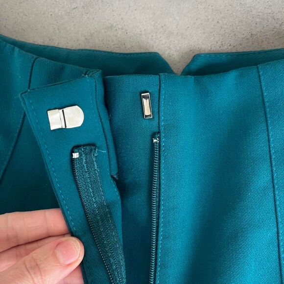 ZARA High Waisted Slim Tapered Trouser Dress Pants Seam Detail Teal Size Small - Picture 5 of 8